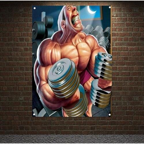 Gym Decor Man Muscular Body Poster Wall Hanging Workout Bodybuilding Banner Fitness Exercise Encouragement Tapestry Painting 2