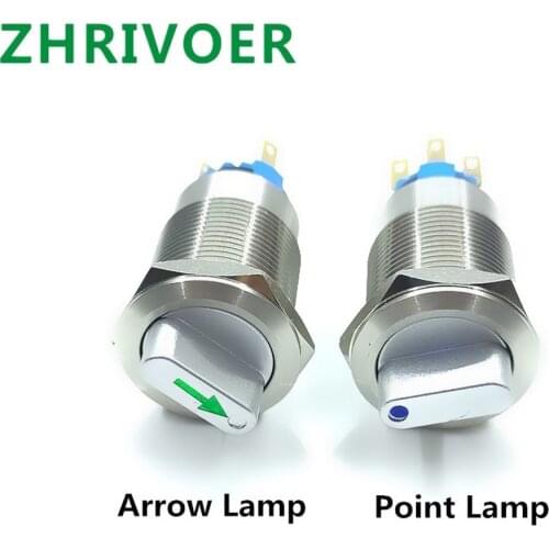 1pcs 19mm Metal Knob Switch with LED lamp Self-locking/Latching 2 Position 3 Position Rotary Switch