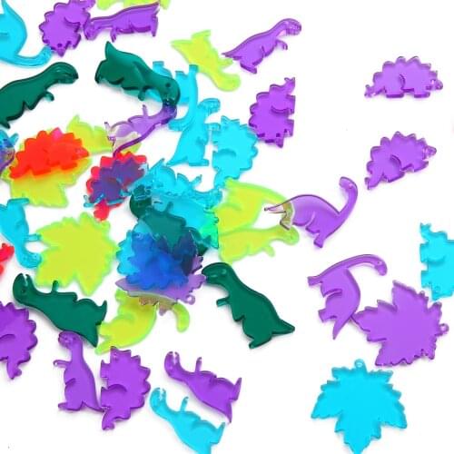 10pcs Mixed Transparent Maple Leaf/Dinosaur Acrylic Charms For Diy Jewelry Making Charm Necklace Earring Pendants Accessorie