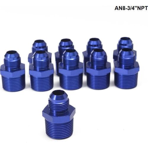 10PCS/LOT Oil /Fuel Line Hose /Gauge Male/Hose Union End Fitting Adaptor Aluminum For Oil Cooler/Gauge AN8-3/4''NPT
