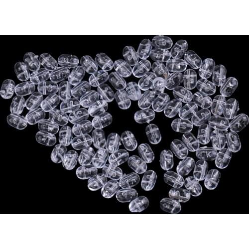 100Pcs/200Pcs Transparent Fishing Beads Plastic Oval 6mm or 8mm Beads Double Pearl Drill Cross Hole Sea Fishing Tackle