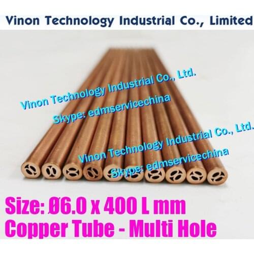 Ø6.0x400Lmm Copper Tube Multihole (30PCS/LOT)Copper EDM Tubing Electrode MultiChannel Dia. 6.0mm Length 400mm for Superdrill Edm