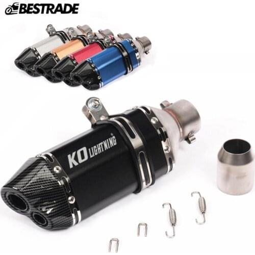 38-51mm Universal Motorcycle Exhaust Muffler Pipe Dual-outlet Tail Pipe Aluminum Slip On Scooter Dirt Street Bike 310mm Length