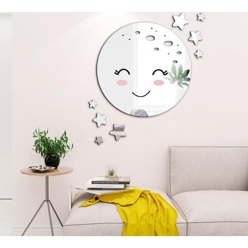 3D Planets Stars Mirror Wall Stickers for Living Room Bathroom Decoration Acrylic Cartoon Mirror Stickers DIY Home Decor Decals
