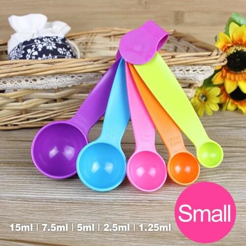 5pcs/set Measuring Spoons Colorful Plastic Measure Spoon Useful Sugar Cake Baking Spoon Kitchen Baking Measuring Tools