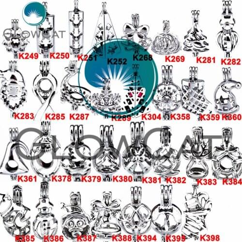 5pcs Santa Claus and Christmas Deer Pearl Locket Cage Locket Pendant Fit Beads Cage Charms Necklaces Christmas Gift Jewelry