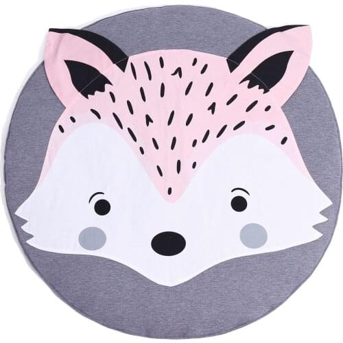 90CM Creative fox Design Baby Play Mat Round Carpet Cotton Animal Playmat Newborn Infant Crawling blanket Kids Room Decor