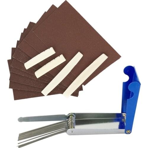 Acoustic Guitar Accessories Nut with 9 Pcs Sand Paper 4Pcs Piano Pillow Stainless Steel Needle Files of 13 Sizes
