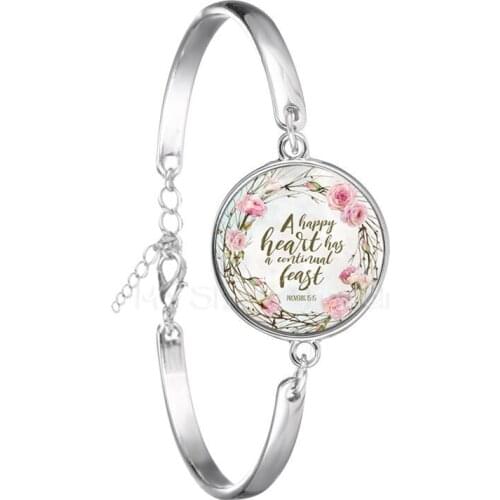 Bible Verses Bangle Inspirational Jesus Jewelry Psalm Bracelet Art Picture Print Glass Dome Charms Bracelet Gift For Christian