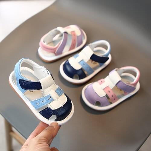 Baby Summer Comfortable Soft Bottom Non-Slip Shoes Kids Casual Beach Shoes Girls Boy Infant Leather Anti-collision Toddler Shoes
