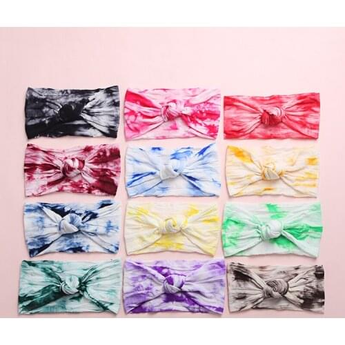 Baby Boys Girls Headband Tie Dye Print Newborn Gifts Infant Toddler Knot Headwear Head Wrap Baby Hair Accessories 12 Colors