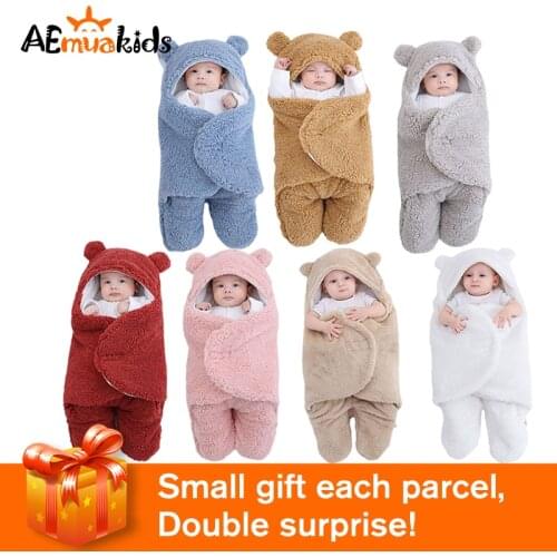 Baby Sleeping Bag Autumn Winter Envelope For Newborn Baby Winter Swaddle Blanket Wrap Cute Sleeping Bags Solid Baby Bedding