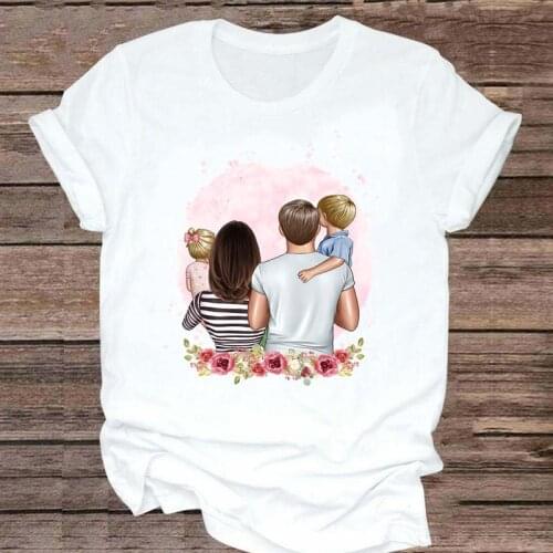 T-shirts watercolor heart Women family love mother mom mama Fashion Clothes Graphic Tshirt Top Lady Print Female Tee T-Shirt