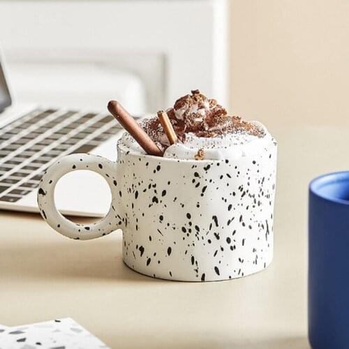 Nordic Retro Splash-ink Ceramic Mug Handmade Wrinkle Coffee Milk Tea Office Cups 450Ml Large Capacity Drinkware Unique Gift