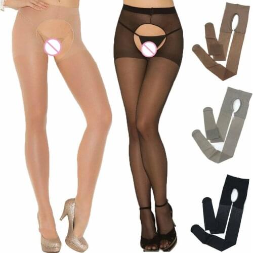 Ultra Thin Transparent Silk Stockings for Women Sexy Lingerie Open Crotch Pantyhose Drop Shipping Lady Crotchless Sheer Tights