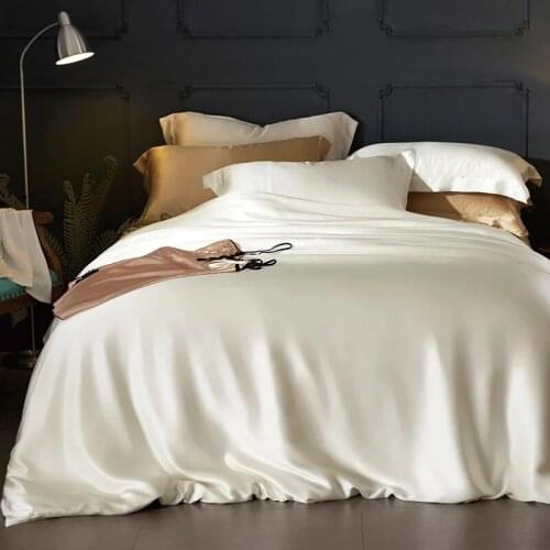 100% Mulberry Silk 16 mm Seamless Queen King Size white Jade Pink Wine Colors Flat Sheet Duvet Cover 4 Pieces Set Customize MS04