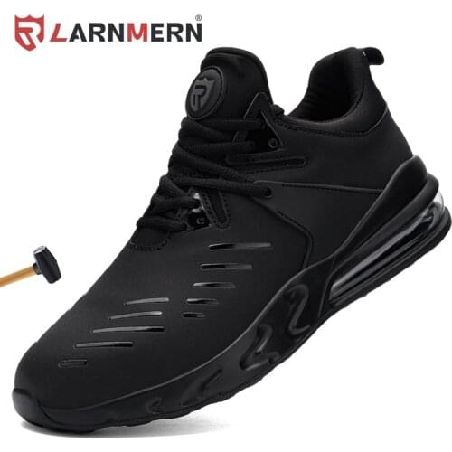 LARNMERN Mens Steel Toe Safety Shoes Shock-absorbing shoes For Men lightweight Breathable Anti-Smashing Construction Sneake