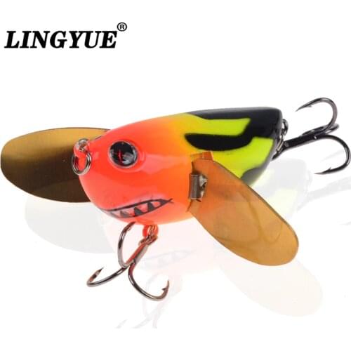 LINGYUE Topwater Crankbait Fishing Lure 6cm 12.5g Floating Wobbler Hard Popper Isca Artificial With Metal Wings Bait