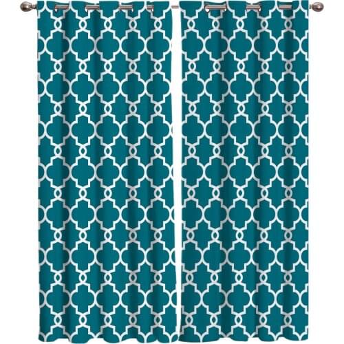 Moroccan Blue Pattern Window Treatments Curtains Valance Bathroom Indoor Decor Kids Curtain Panels With Grommets Window