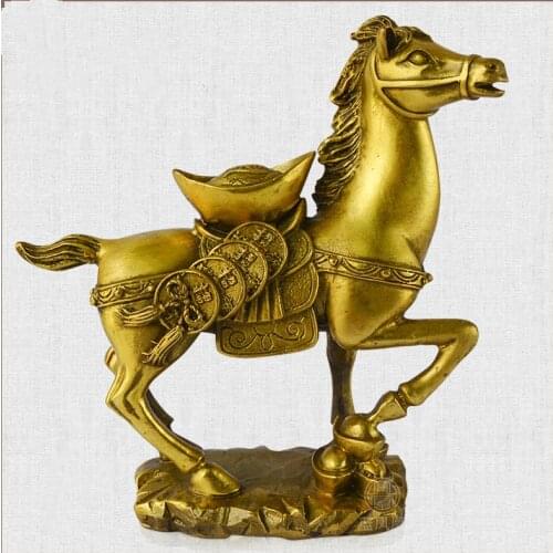 Chinese Style Handmade Copper Horse Ornament Gold Lucky Office Home Birth Horse Decoration Crafts Will Be Rich Soon