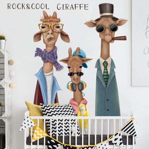 Cartoon Giraffe Wall Stickers for Kids Room Bedroom Nursery Living Room Eco-Friendly Wall Decals Self Adhesive Wallpaper Pvc