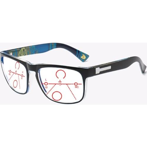 Oversized Square TR90 MEN Fashion Progressive Multifocal Reading Glasses +0.75 +1 +1.25 +1.5 +1.75 +2 +2.25 +2.5 +2.75 To +4