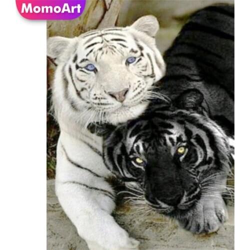 MomoArt 5D Diamond Painting Cross Stitch Tiger Animal Picture Of Rhinestones Diamond Embroidery Mosaic Full Kits Home Decor