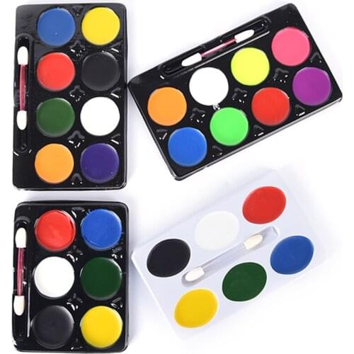 6/8 Colors Non Toxic Water Paint Oil Body Makeup Face Painting Art Kit With Brush For Christmas Fancy Carnival Vibrant Party