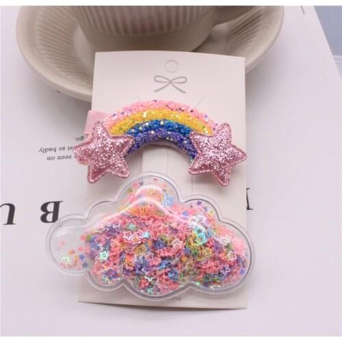2020 Spring And Summer New ChildrenS hair Clip Set Rainbow Cloud Sequin Duckbill Clip