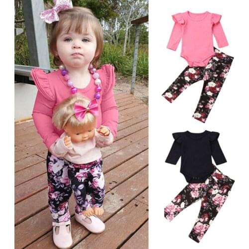 Baby Girl Newborn Infant Clothes Romper Bodysuit Floral Pants Outfits