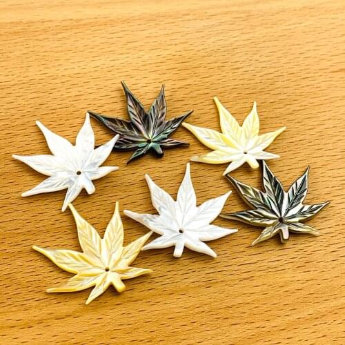 2PCS Natural Shell Charms Pendants Maple Leaf Mother of Pearl for Jewelry Finding Making DIY Earring Necklace Accessories Part