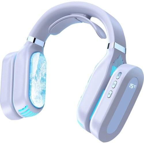 HOMDD Hanging Neck Fan Mobile Air Conditioner No Leaf Neckband Portable Fan Heating Cooling Instrument Air Cooler LED Summer