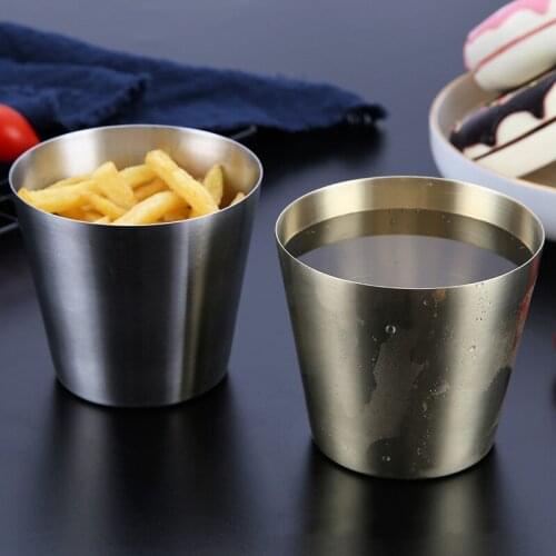 Stainless Steel Ware Fries Cup Drinks Mug French Fries Cup Bottle Solid Simple Cup Cocktail Tea Vessel Drink-ware Bar Party 1pcs