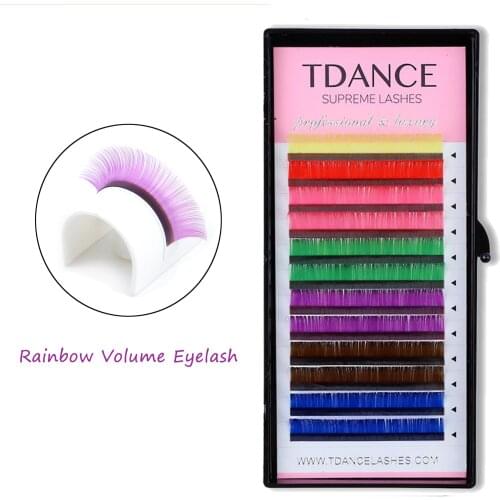 Tdance 7 Colors Rainbow Volume Eyelash Extension Color Thickness 0.07 Soft Cilios Light Natural