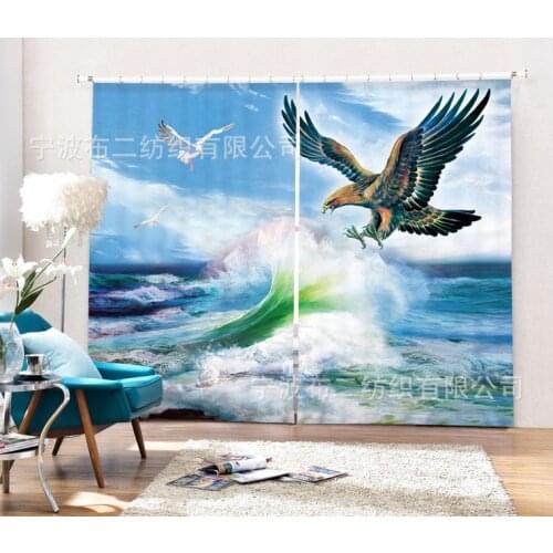 Kids Bedroom Luxury Blackout Sea Hawk 3D Window Curtains For Living Room Customized size Drapes Cortinas Rideaux Cushion cover