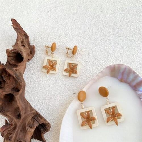 Flowery Earring Female Sen Department S925 Pendant In Long Temperament Eardrop All-Match Restore Ancient Ways Ear Clip