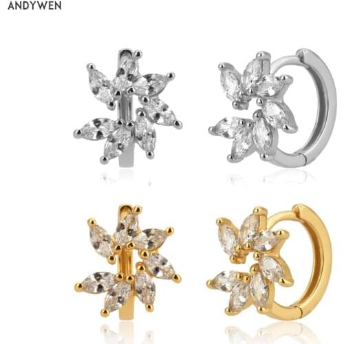 ANDYWEN Luxury 100% 925 Sterling Silver Dangle Charms Pendiente Earring Hoops Circle Zircon CZ Zircon Ohrringe Jewelry
