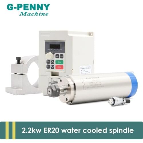 G-PENNY 2.2KW ER20 Diameter 80mm Water Cooled Spindle Kit CNC Spindle 4 Bearings & 2.2KW QL Inverter VFD & 80mm Spindle Bracket
