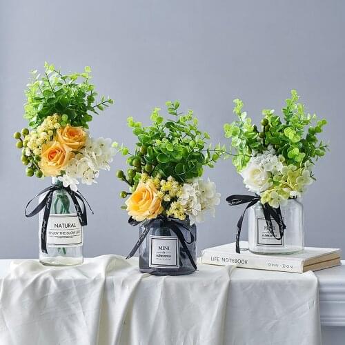 Nordic Transparent Glass Bottle Flower Vase Home Decor Flower Pot Plant Pot Living Room Decor Desk Accessories Terrarium Decor