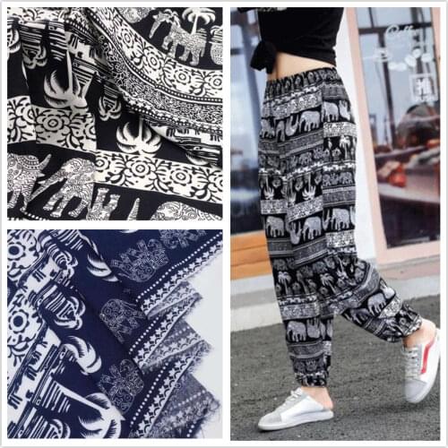 Rayon elephant cashew rayon printed fabric summer womens fashion dress fabric