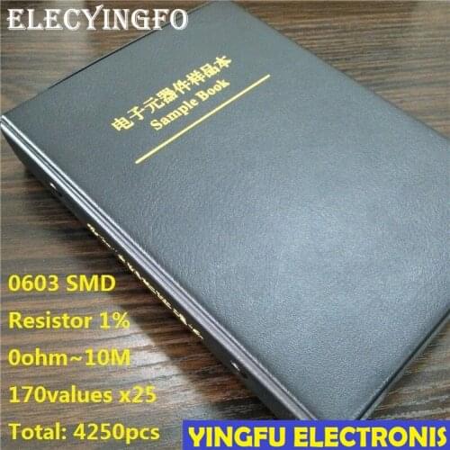 0603 1/10W SMD Resistor Sample Book 170values*25pcs=4250pcs 1% 0ohm to 10M Chip Resistor Assorted Kit