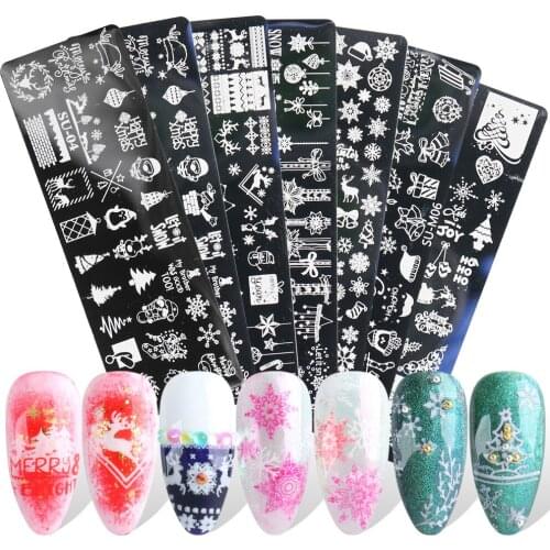 1Pcs/Set Nail Art Printing Template Christmas nail transfer nail template Snowflake Christmas Elk Print