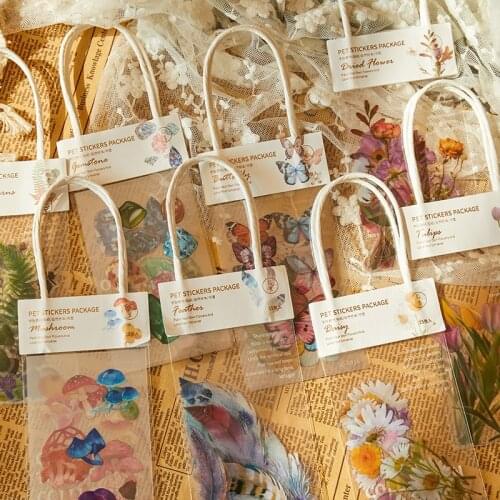 15pcs/pack PET Stickers Cute Flower Planta Hand Account DIY Decoration Label Scrapbooking Stationery