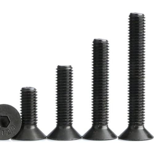 20pcs M3 M4 M5 flat head countersunk head black grade 12.9 Alloy Steel Hex Socket Head Cap Screw