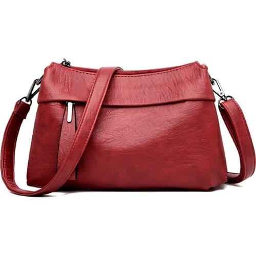 2020 Winter Ladies Leather Messenger Bags Vintage Sac A Main Crossbody Bags for Women Handbags Retro Female Leather Shoulder Bag