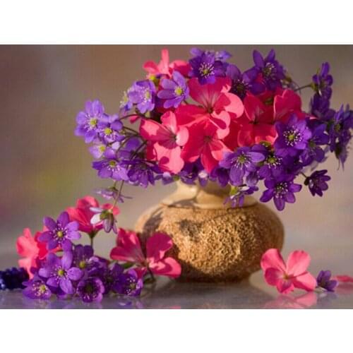 3D DIY Diamond Painting Violet Flowers Ancient Style Vase Cross Stitch Of Diamonds Embroidery Mosaic 30*40cm For Home Decor