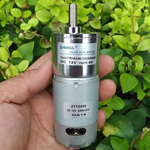 555 DC Motor 12V Mini Gear Motor Metal Gearbox Low Speed Forward And Reverse Motor Speed Adjustable 80 Rpm Shaft Diameter 6mm