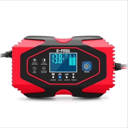 Car motorcycle battery charger 12V 6A / 24V 3A 7-level automatic battery chargerLead-acid Lithium battery charger LCD display