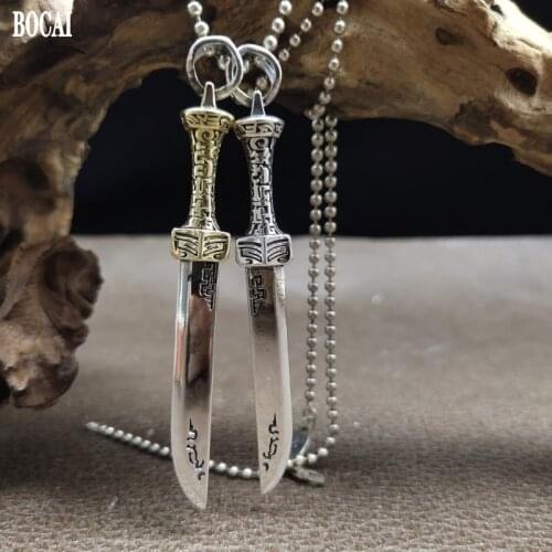BOCAI New Real Solid S925 Silver jewelry Gossip Universe Pendant Domineering Sword Retro Personality Man Pendant