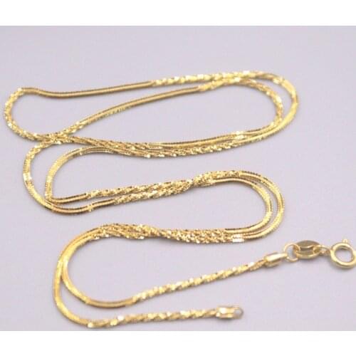 Solid 18K Yellow Gold Full Star Snake Chain Necklace 18"L 1mmW Women Necklace GUARANTEED 18KT PURE GOLD